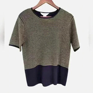 Vintage Austin Reed Wool/Silk Blend Short Sleeve Colorblock Sweater